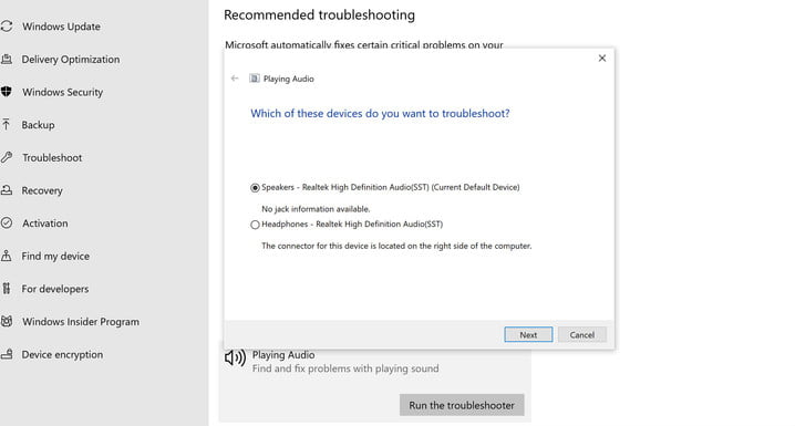 audio troubleshooter